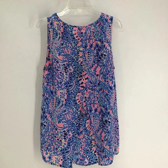 Lilly Pulitzer Zeta Sleeveless Silk Top Multicolor Summer Beach Size Small - Picture 4 of 7